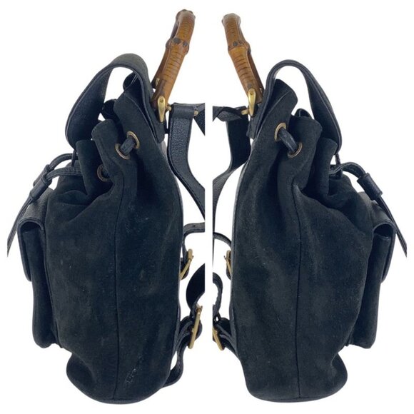 Gucci Vintage Bamboo Black Gold Hardware Suede 003 2852 0030 0 Backpack Daypack main image 9